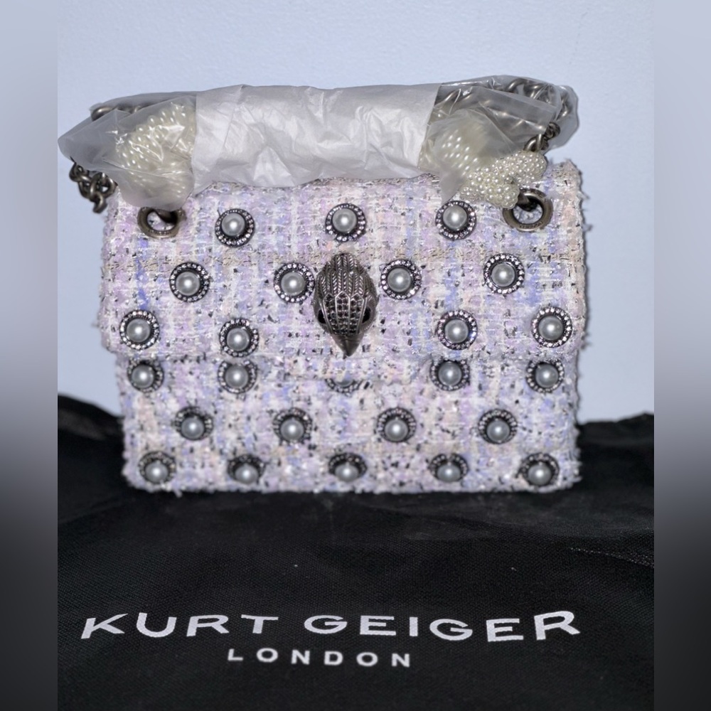 Kurt Geiger London Mini Metallic Tweed Embellished Convertible Shoulder Bag